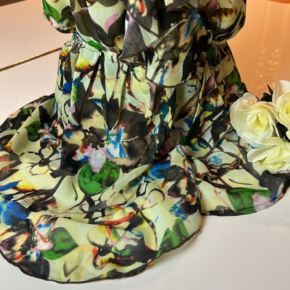 💚LAPIS V NECK TOP WITH BEADS ON STRAPS - RUFFLES FRONT - SIZE MEDIUM - Picture 11 of 16